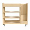 Flash Furniture Bright Beginnings Commercial Wooden Mobile Storage Cart with Space Saving Vertical and Horizontal Storage Compartments, Locking Caster Wheels, Natural MK-ME14504-GG
